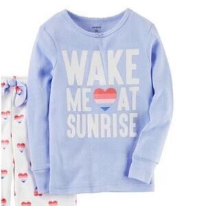 Carters Girls PJ Pajama Top Wake Me At Sunrise Heart Graphic Youth Size 10